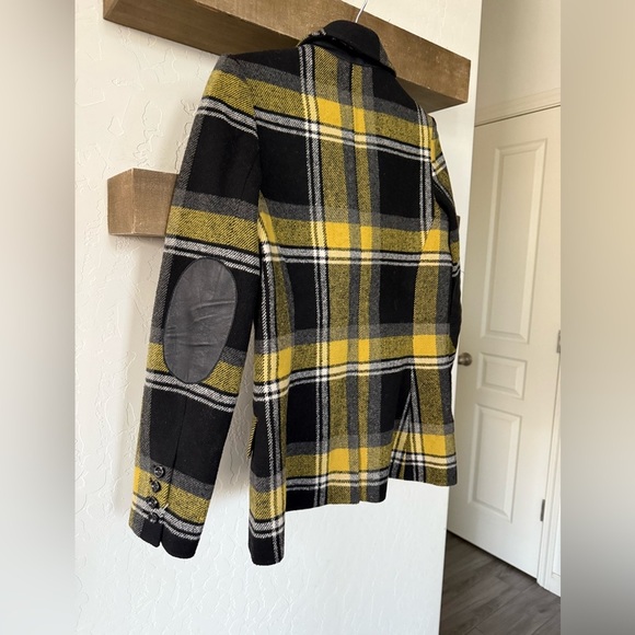 Exclusive|Vintage Plaid Jacket blazer,leather elbow patch,clueless style•LARGE - Picture 6 of 16